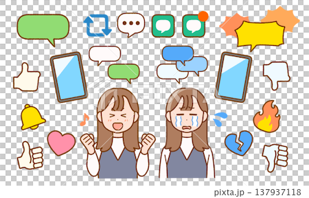年輕女性與社群媒體圖示集 | 智慧型手機與網路問題 年輕女性與社群媒體圖示集 | 智慧型手機與網路問題 137937118