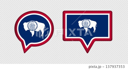 Flag of Wyoming State in Speech Bubble. Flag of Wyoming State in Speech Bubble. 137937353