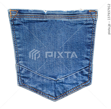 Blue denim jeans back pocket with stitching detail 137937912