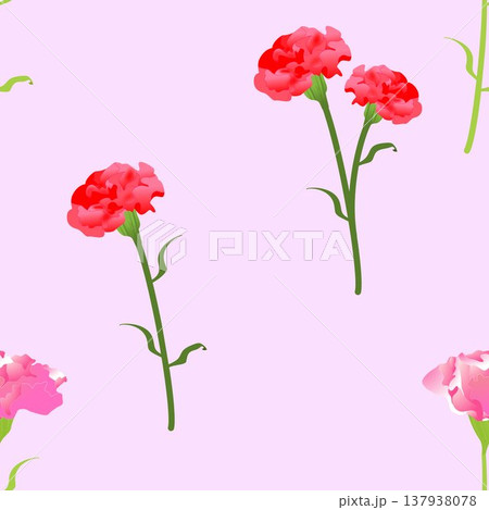 カーネーションのシームレスパターン 137938078