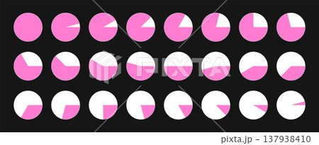 Pie chart infographic collection. Circle percentage diagrams and segmented round graphs for data analysis, business presentation, interface or report design. Vector illustration. 137938410