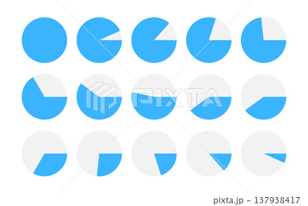 Pie chart infographic set. Circle percentage diagrams and segmented round graphs for data analysis, dashboard, report or presentation design. Vector illustration. Pie chart infographic set. Circle percentage diagrams and segmented round graphs for data analysis, dashboard, report or presentation design. Vector illustration. 137938417