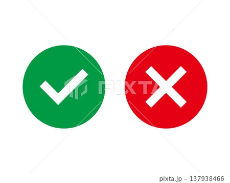 チェックマーク バツ シンプルアイコン ベクターイラスト 137938466