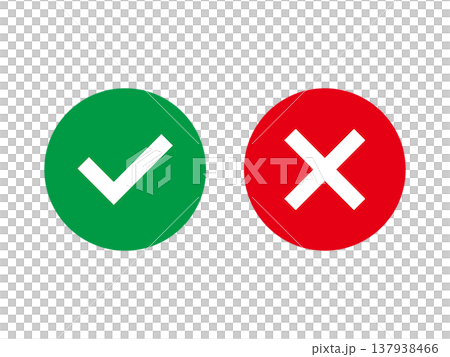チェックマーク バツ シンプルアイコン ベクターイラスト 137938466