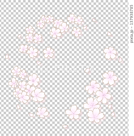 手描き風の桜の丸フレーム・影付き 手描き風の桜の丸フレーム・影付き 137938785