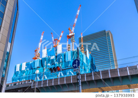 日本の東京都市景観新風景。TOKYO TORCH 大手町にクレーン群。驚愕のタワーへ 日本の東京都市景観新風景。TOKYO TORCH 大手町にクレーン群。驚愕のタワーへ 137938993