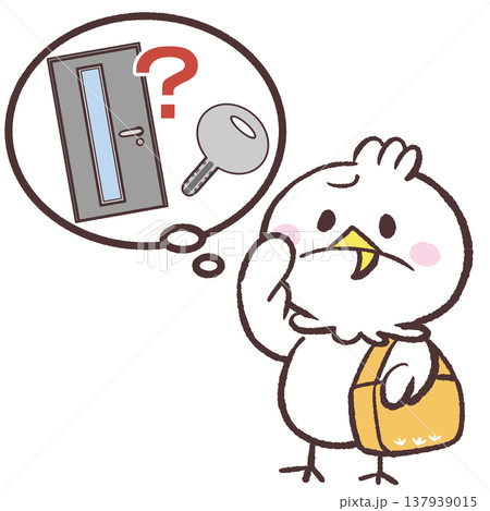 戸締りを心配する白い鳥のイラスト 戸締りを心配する白い鳥のイラスト 137939015