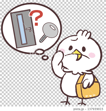 戸締りを心配する白い鳥のイラスト 戸締りを心配する白い鳥のイラスト 137939015