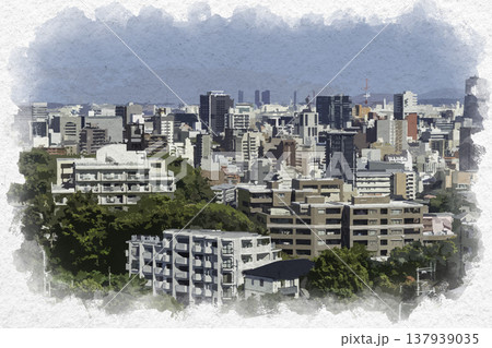 水彩画風 福岡 中央区桜坂周辺 福岡県福岡市 水彩画風 福岡 中央区桜坂周辺 福岡県福岡市 137939035