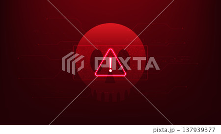 Abstract cyber security technology background a skull symbol, representing cyber threats, hacking risks, data breaches, digital danger, and the importance of information security and protection 137939377