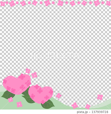 Heart-shaped hydrangea square frame (pink) vector | Transparent background, cute flower material Heart-shaped hydrangea square frame (pink) vector | Transparent background, cute flower material 137939728