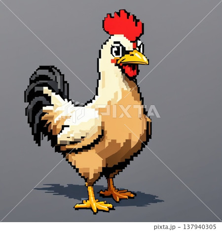 かわいいドット絵　にわとりさん ラインスタンプ風 137940305