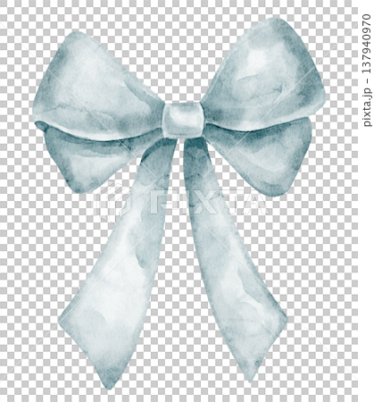 Bow watercolor illustration of pastel blue Ribbon, tied knot and soft fabric texture. Vintage accessory on isolated background for baby shower invitations or greeting cards. Art for party design. Bow watercolor illustration of pastel blue Ribbon, tied knot and soft fabric texture. Vintage accessory on isolated background for baby shower invitations or greeting cards. Art for party design. 137940970