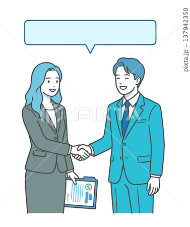契約成立で握手するビジネスパーソンのイラスト 137942350