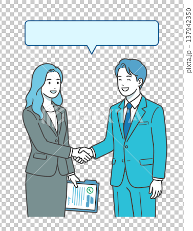契約成立で握手するビジネスパーソンのイラスト 137942350
