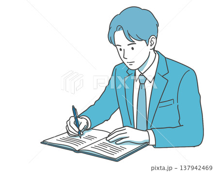 試験勉強をする人物のイラスト 137942469