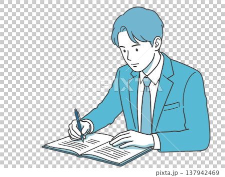 試験勉強をする人物のイラスト 137942469