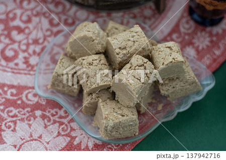 Sunflower seed halva. Oriental sweets. Food Sunflower seed halva. Oriental sweets. Food 137942716