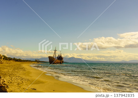 The famous shipwreck near Gythio Greece 137942835