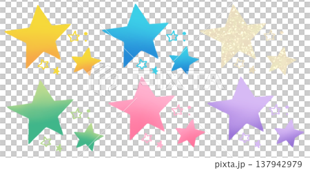 手描きのカラフルな星イラスト 137942979