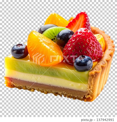 果物がたくさん乗ったフルーツタルト、ケーキの素材 137942991