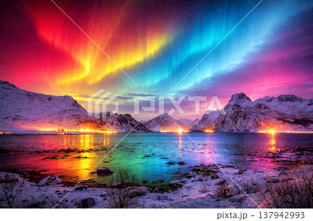 満月の夜はオーロラ 137942993