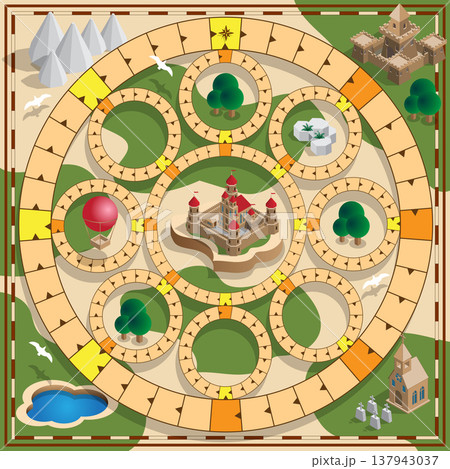 Board game of the medieval theme. Vector design for app game user interface. 137943037