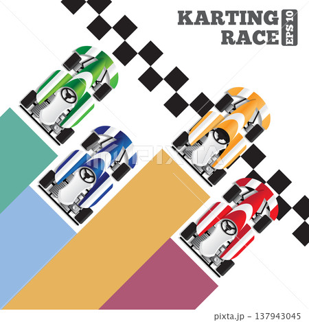 Karting at the finish line. View from above. The template for the presentation. Karting at the finish line. View from above. The template for the presentation. 137943045