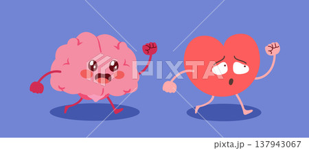 Brain Running After Heart Emotion Leading Mind Concept Brain Running After Heart Emotion Leading Mind Concept 137943067