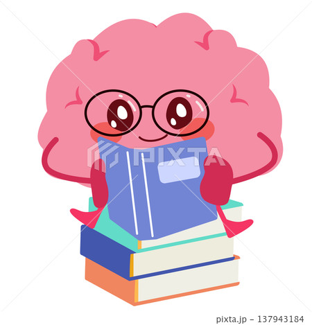 Cute Brain Reading Books Knowledge and Learning Concept 137943184