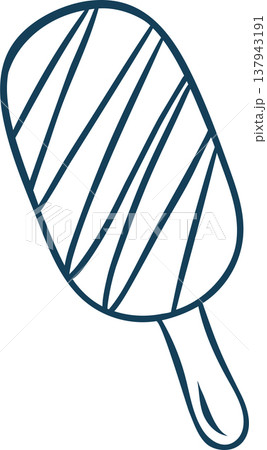 Mediterranean blue line doodle of a classic chocolate popsicle. Minimalist ice cream icon for cafe logos, summer packaging or sweet shop branding Mediterranean blue line doodle of a classic chocolate popsicle. Minimalist ice cream icon for cafe logos, summer packaging or sweet shop branding 137943191