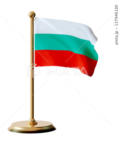 The national flag of Bulgaria is displayed on a clear background. It features horizontal stripes in the order of white on top, green in the middle, and red at the bottom The national flag of Bulgaria is displayed on a clear background. It features horizontal stripes in the order of white on top, green in the middle, and red at the bottom 137946180