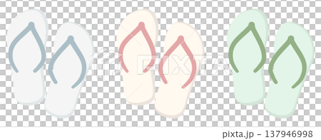 Pastel beach flip flops icons set, without background Pastel beach flip flops icons set, without background 137946998