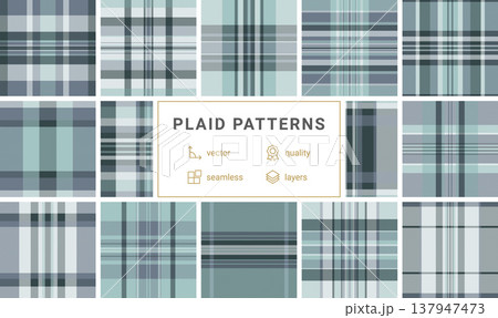 Sophisticated blue and grey plaid tartan pattern with clean diagonal lines. Ideal for textile designs, professional apparel, and classic backgrounds that evoke timeless style and quality. Sophisticated blue and grey plaid tartan pattern with clean diagonal lines. Ideal for textile designs, professional apparel, and classic backgrounds that evoke timeless style and quality. 137947473