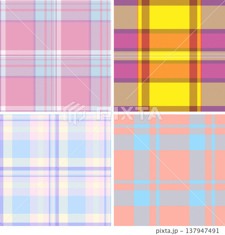 Clean plaid bundle for presentation templates. Structured tartan grids support visual order. Vector geometry maintains alignment. 137947491
