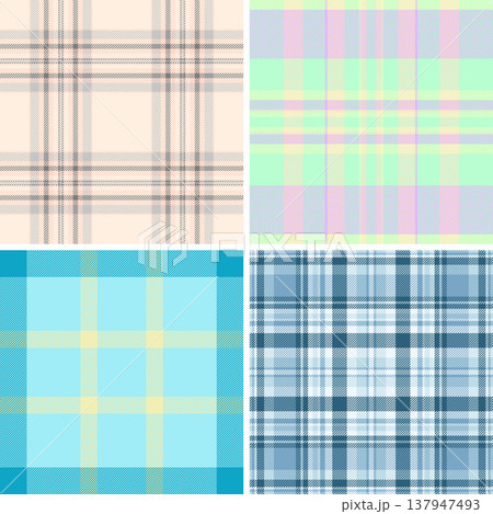 Plaid pack perfect for stationery bundles. Seamless tartan textures enhance both school and professional printed products. Vector paths maintain alignment. 137947493