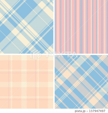 Plaid pack designed for trendy backgrounds, digital wallpapers, and creative projects. Vector patterns ideal for apps, devices, web graphics, and social media. 137947497