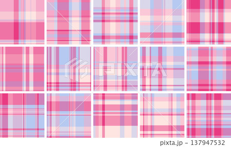 Decorative plaid pattern pack tailored for fall packaging. Coordinated tartan styles enhance labels, boxes, and wraps. Seamless vectors align perfectly. Decorative plaid pattern pack tailored for fall packaging. Coordinated tartan styles enhance labels, boxes, and wraps. Seamless vectors align perfectly. 137947532