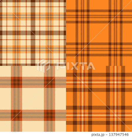 Halloween plaid pattern set optimized for posters. Strong tartan rhythm attracts attention in seasonal displays. Vector scalability enables size freedom. 137947546
