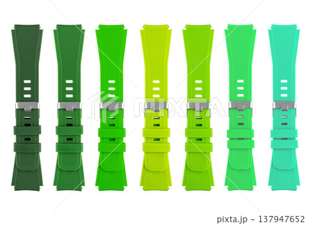 leather strap for electronic watches, on a white background, collage 137947652