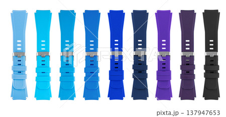 leather strap for electronic watches, on a white background, collage 137947653