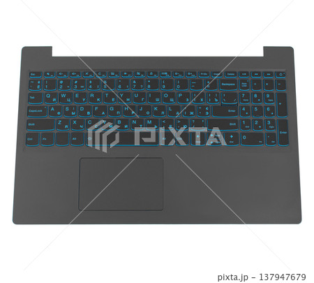 keyboard piece of case for a laptop, a spare part for a laptop, on a white background in isolation 137947679