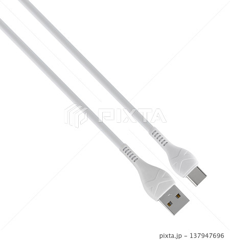 connector with USB cable, Type C, black, isolated on white background 137947696