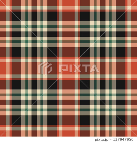 Woven seamless pattern tartan, furniture plaid vector texture. Blanket textile background check fabric in pastel and orange colors. Woven seamless pattern tartan, furniture plaid vector texture. Blanket textile background check fabric in pastel and orange colors. 137947950