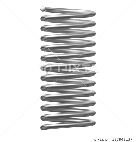 Metal spring, extended silver coil, 3D vector realistic flexible spiral metal wire, steel springy coil front view Metal spring, extended silver coil, 3D vector realistic flexible spiral metal wire, steel springy coil front view 137948137