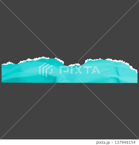 Blue crumpled torn paper page strip with top jagged edge, torn sheet fragment, vector realistic wrinkled cardboard scrap Blue crumpled torn paper page strip with top jagged edge, torn sheet fragment, vector realistic wrinkled cardboard scrap 137948154