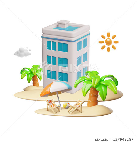 3d hotel resort vector illustration set 137948187