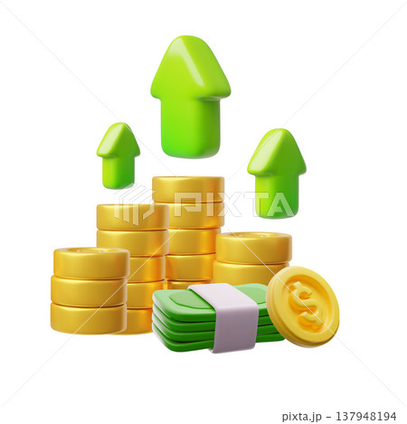 Investments and money growth 3d vector illustration Investments and money growth 3d vector illustration 137948194