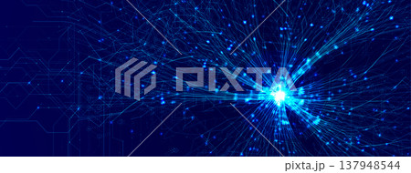 Neuro AI Network, Science Research, Abstract Biotech Transformation, Brain Stem Connection Lines Structure, Blue Neon Glowing Neural Pathways Mesh on Dark Blue Background. Vector Illustration Neuro AI Network, Science Research, Abstract Biotech Transformation, Brain Stem Connection Lines Structure, Blue Neon Glowing Neural Pathways Mesh on Dark Blue Background. Vector Illustration 137948544