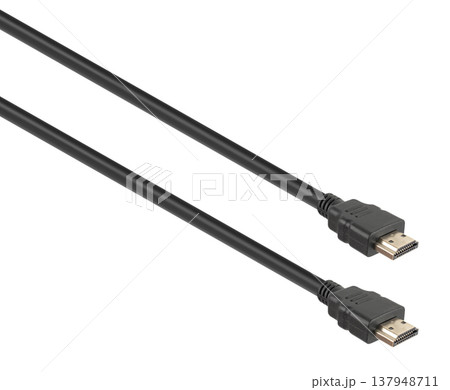 HDMI connector with cable, isolated on white background 137948711